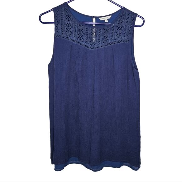 Naked Zebra Blue Lace and Lined Tank Top Large - Picture 1 of 7